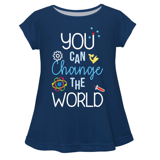 You Can Change The World Navy Short Sleeve Laurie Top