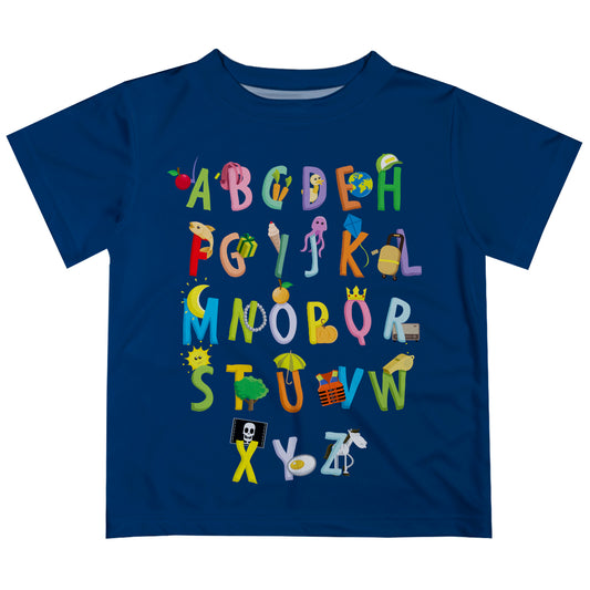 Alphabet Navy Short Sleeve Tee Shirt