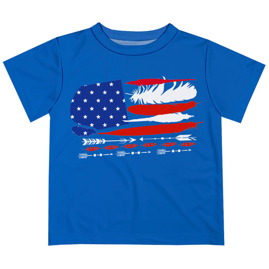 American Flag Blue Short Sleeve Tee Shirt