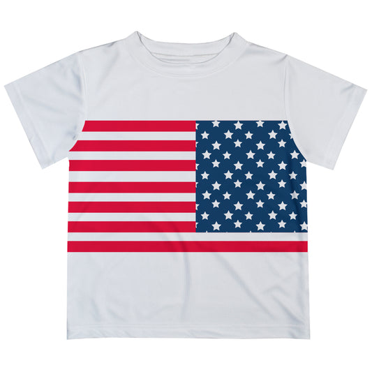 American Flag White Red and Navy Short Sleeve Tee Shirt