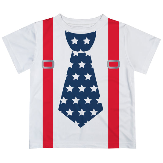 American Tie White Short Tee Shirt - Wimziy&Co.