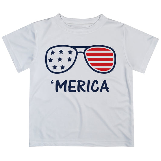 America Sunglasses White Short Sleeve Tee Shirt