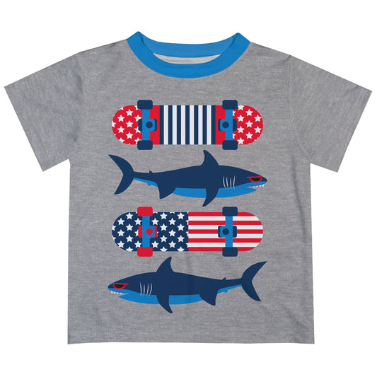 American Sharks Gray Short Sleeve Tee Shirt