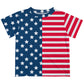 American Stars and Stripes Navy White Red Short Sleeve Tee Shirt