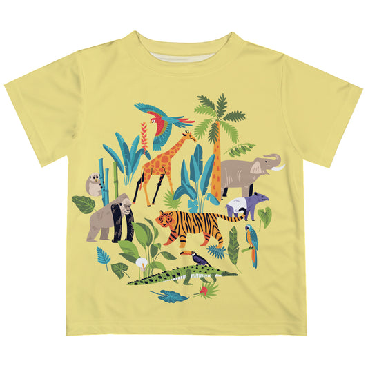 Animals Yellow Short Sleeve Tee Shirt