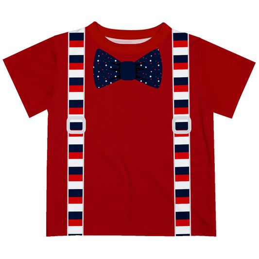 Bow Tie and Suspender Red Short Sleeve Tee Shirt