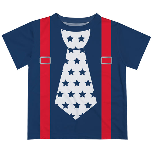 American Tie Navy and Red Short Sleeve Tee Shirt