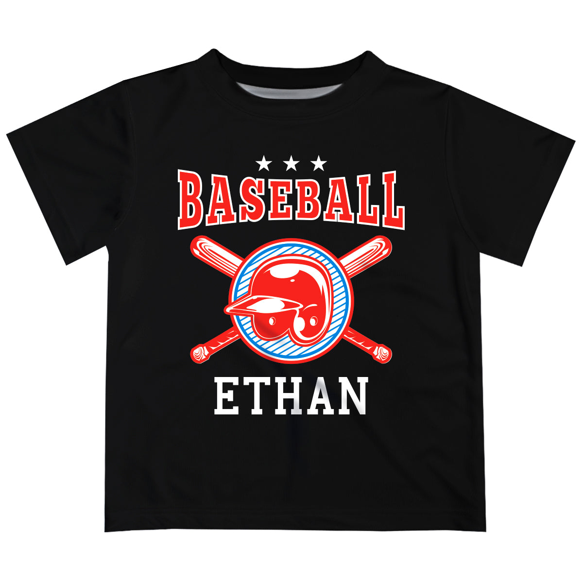 Baseball Name Black and Red Short Sleeve Boys T-Shirt