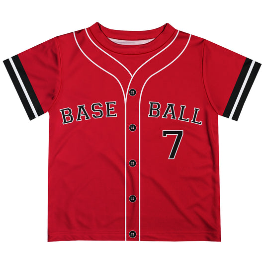 Baseball Personalized Number Red Short Sleeve Tee Shirt
