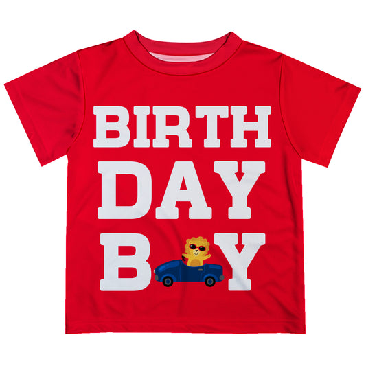 Birthday Boy Personalized Name and Age Red Short Sleeve Tee Shirt