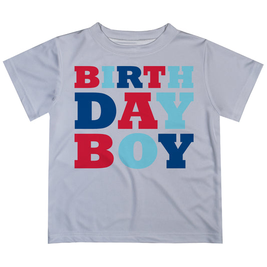 Birthday Boy Name and Your Age Gray Short Sleeve Tee Shirt