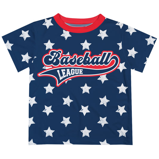 Baseball League Navy Short Sleeve Tee Shirt