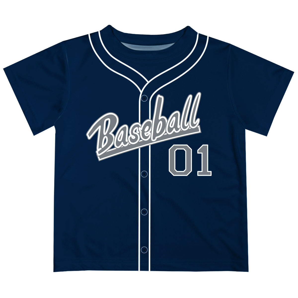 Baseball Personalized Name and Number Navy Short Sleeve Tee Shirt