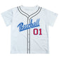Baseball Personalized Name and Number White Short Sleeve Tee Shirt