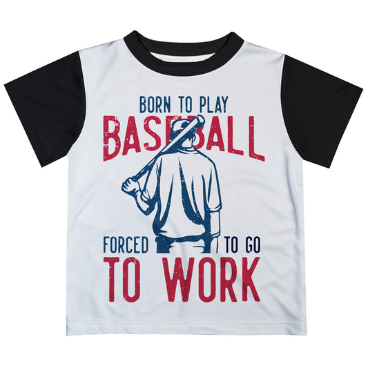 Born To Play White and Black Short Sleeve Tee Shirt