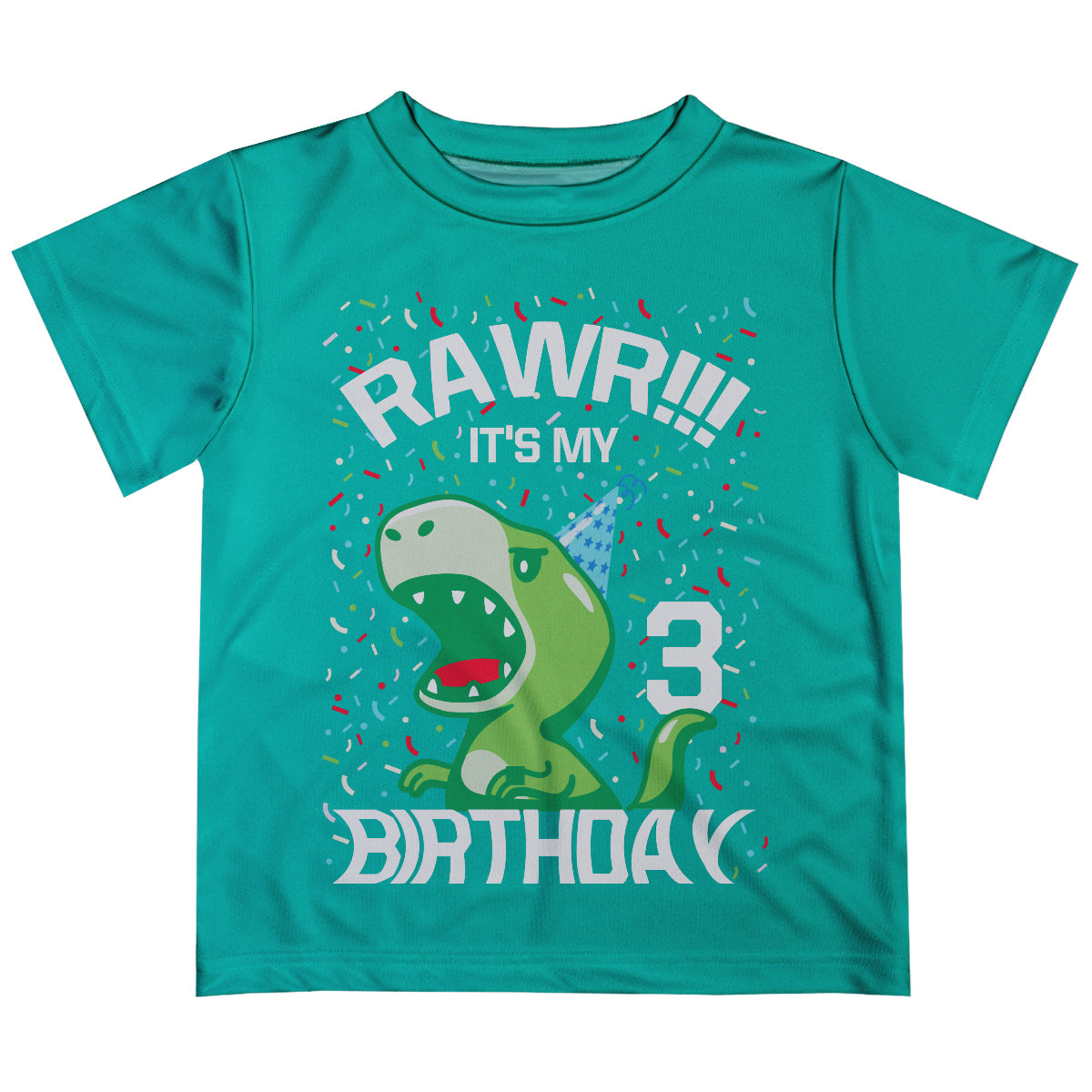 Rawr Its My Birthday Dino Personalized Your Age Mint Short Sleeve Tee Shirt