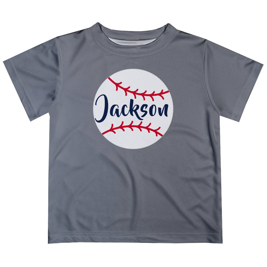 Baseball Personalized Name Gray Short Sleeve Tee Shirt