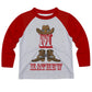 Cowboy Initial and Name White and Red Long Sleeve Tee Shirt