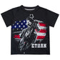 Cowboy and USA Flag Name Black Short Sleeve Tee Shirt
