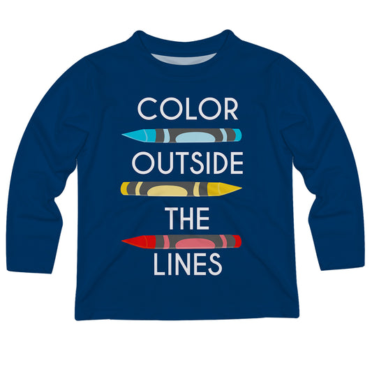 Color Outside The Lines Navy Long Sleeve Tee Shirt