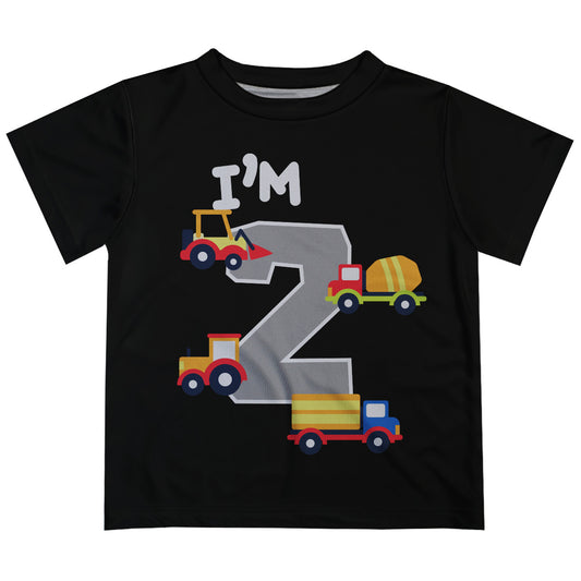 Construction Trucks Personalized Age Black Short Sleeve Tee Shirt