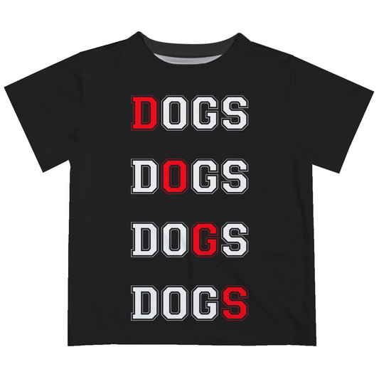 Dogs Black White and Red Short Sleeve Tee Shirt