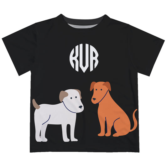 Dogs Personalized Monogram Black Short Sleeve Tee Shirt