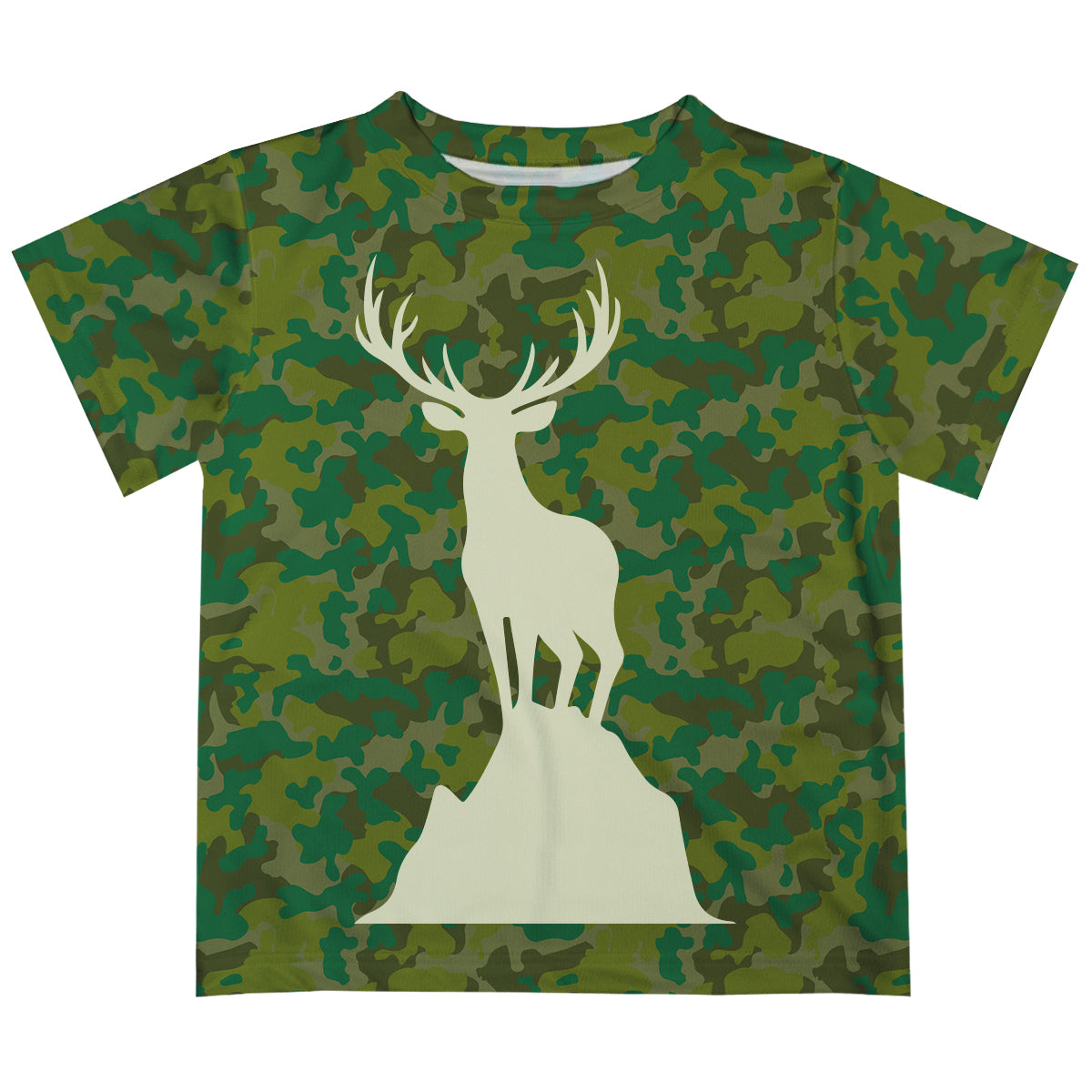 Boys green camo and olive deer short sleeve tee shirt with name - Wimziy&Co.