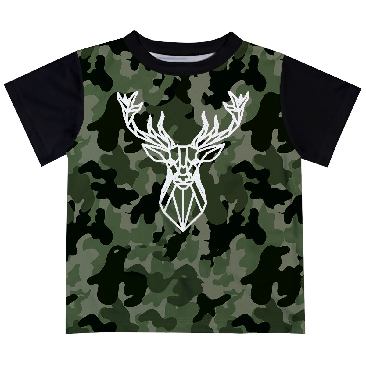Boys green camo and white deer short sleeve tee shirt with name - Wimziy&Co.
