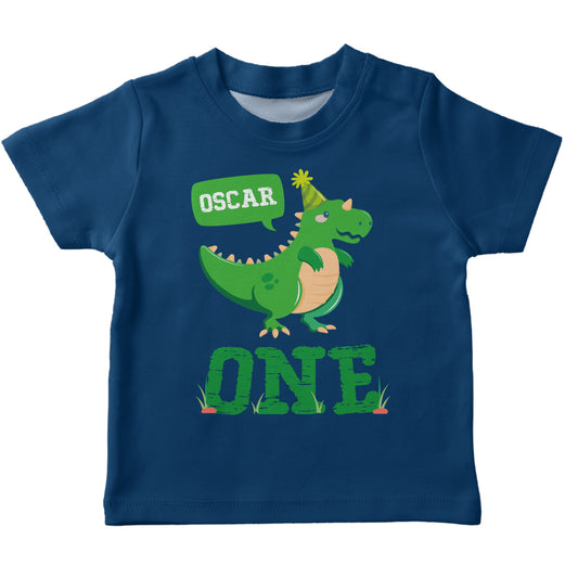 Dinosaur Name and Your Age Navy Short Sleeve Tee Shirt