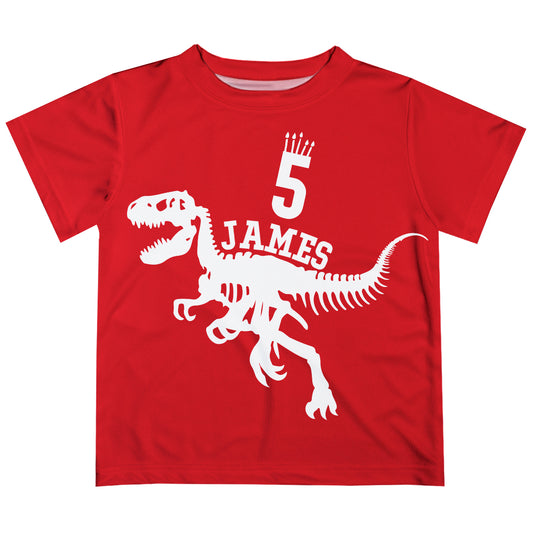 Dinosaur Name and Your Age Red Short Sleeve Tee Shirt