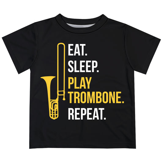 Eat Sleep Play Trombone Black Short Sleeve Tee Shirt