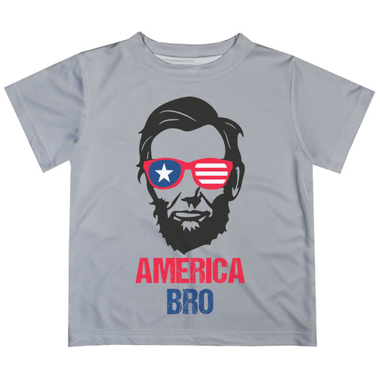 America Bro Gray Short Sleeve Tee Shirt