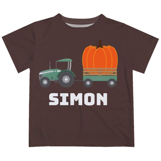 Farm Truck Personalized Name Brown Short Sleeve Tee Shirt
