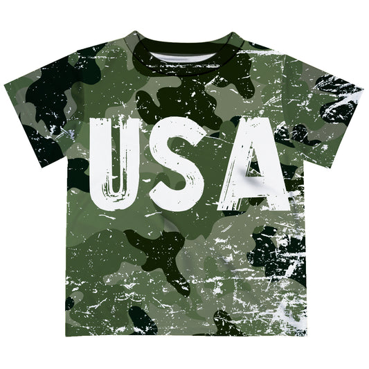 USA Green Camo Short Sleeve Tee Shirt