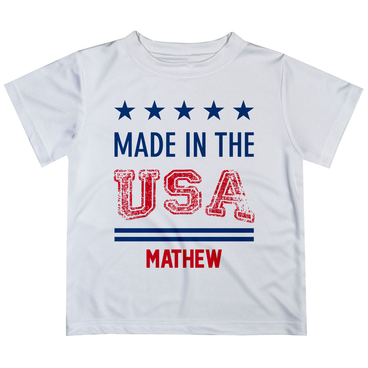 Made In The Usa Name White Short Sleeve Tee Shirt