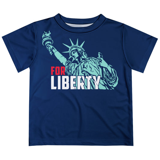 For Liberty Navy Short Sleeve Tee Shirt