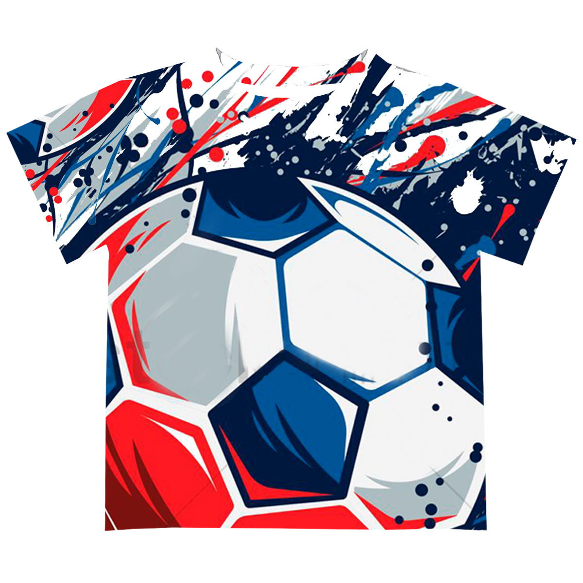 Soccer Ball Blue and Red Short Sleeve Tee Shirt