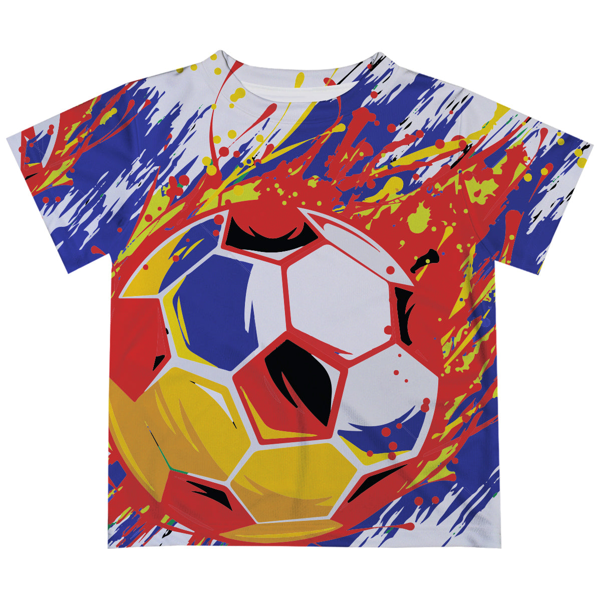 Soccer Ball Blue and Yellow Short Sleeve Tee Shirt