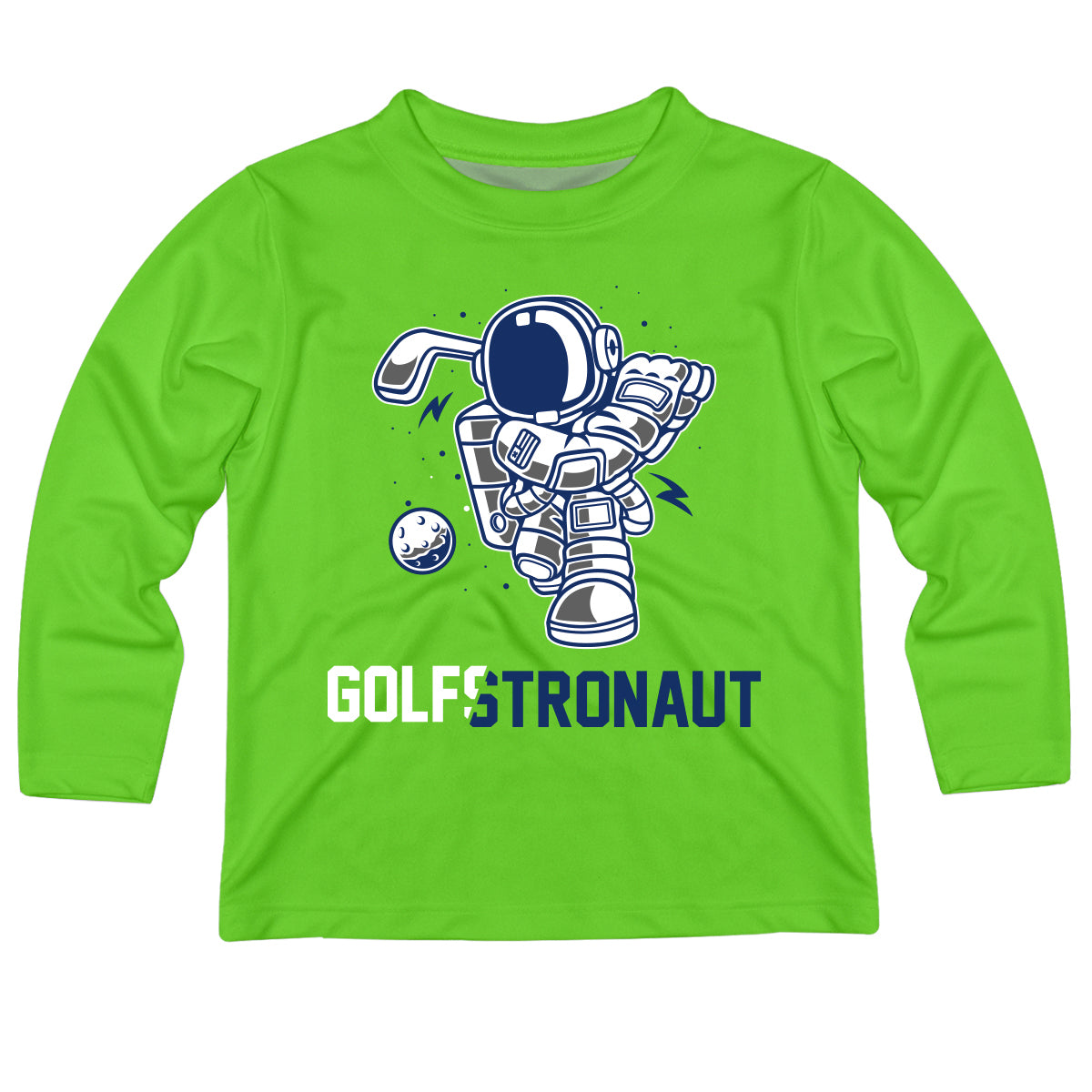 Golfstronaut Green Long Sleeve Boys Tee Shirt