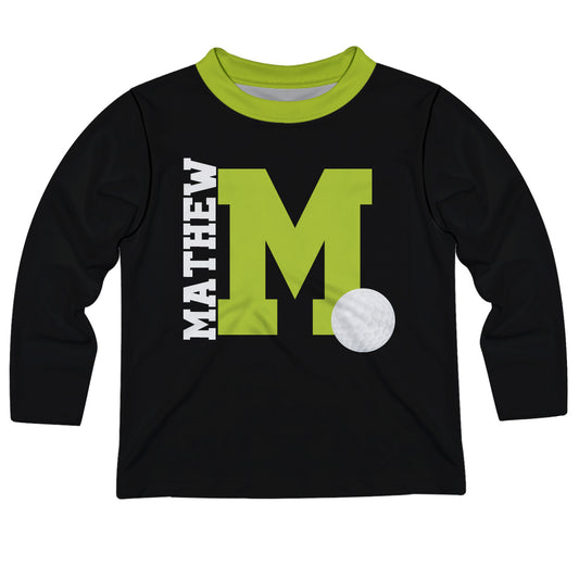 Golf Pesonalized Initial and Name Black Long Sleeve Tee Shirt