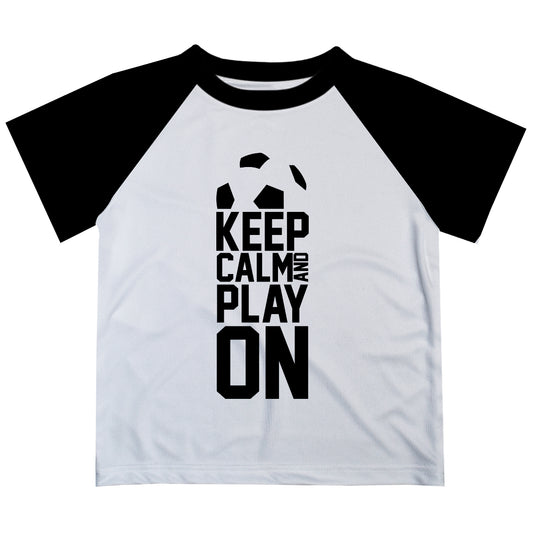 Keep Calm Soccer White and Black Short Sleeve Boys T-Shirt