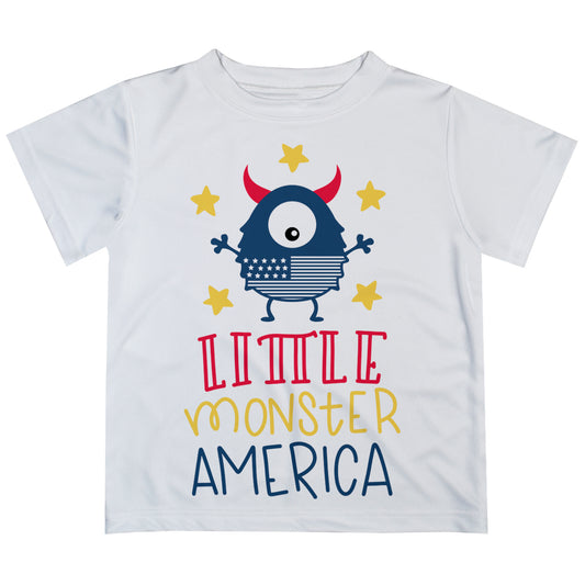 Little Monster America White Short Sleeve Tee Shirt