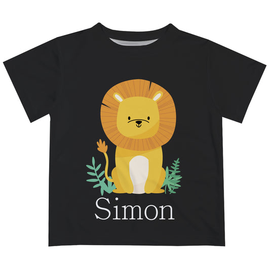 Lion Personalized Name Black Short Sleeve Tee Shirt