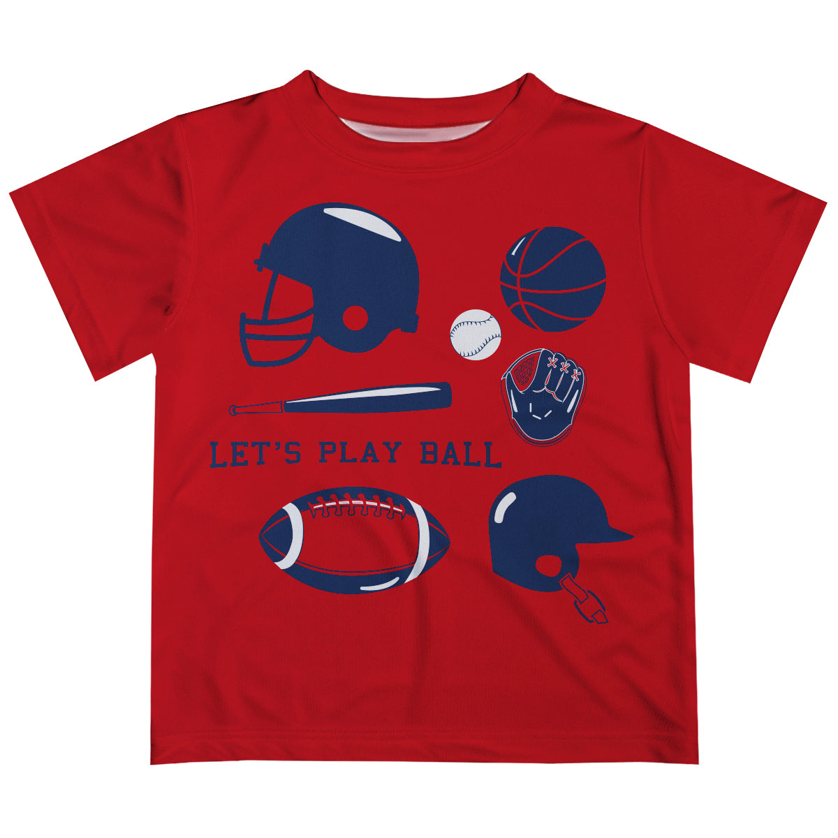 Let´s Play Ball Red Short Sleeve Tee Shirt