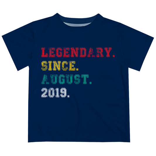 Legendary Since Personalized Month and Year Navy Short Sleeve Tee Shirt