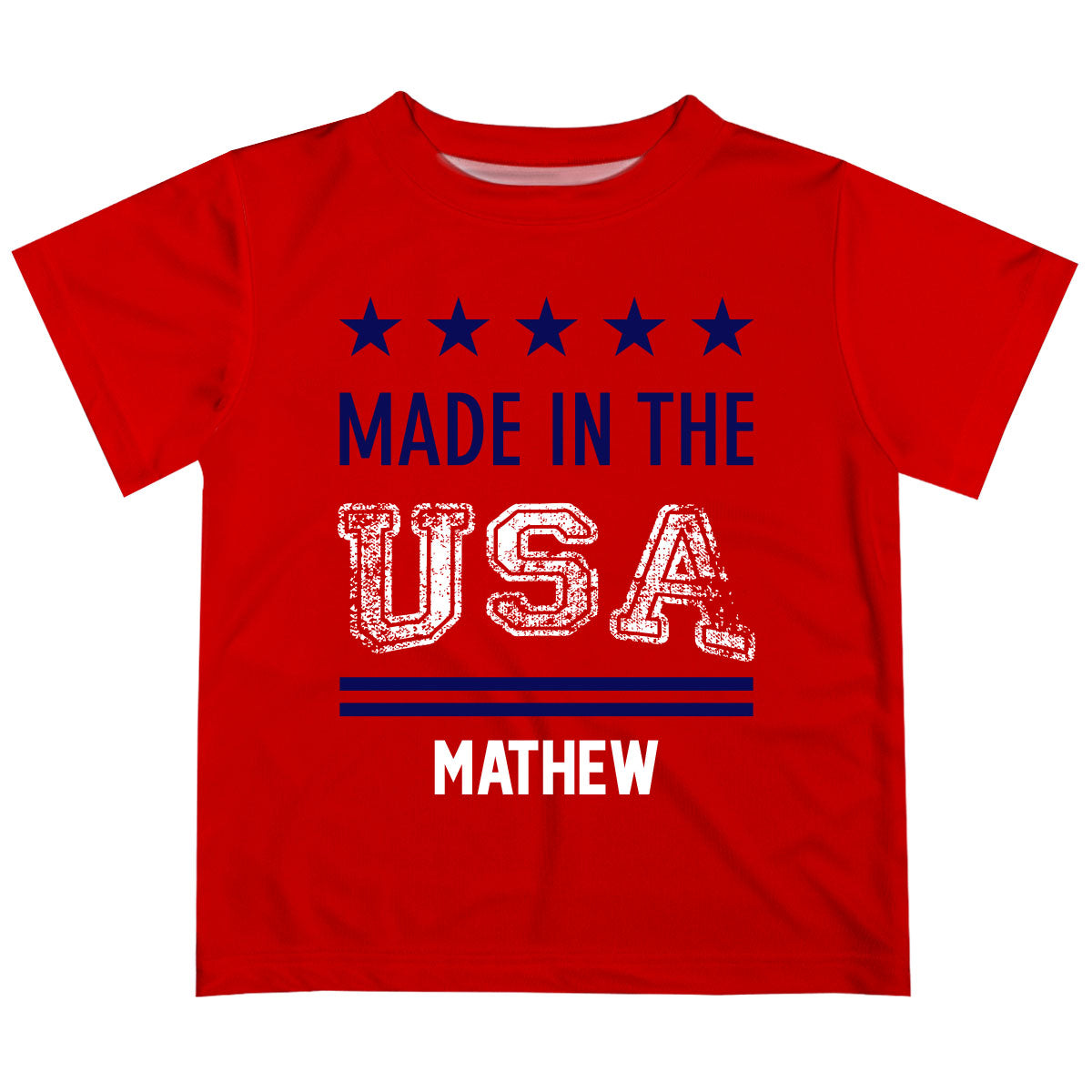 Made In The USA Name Red Short Sleeve Tee Shirt