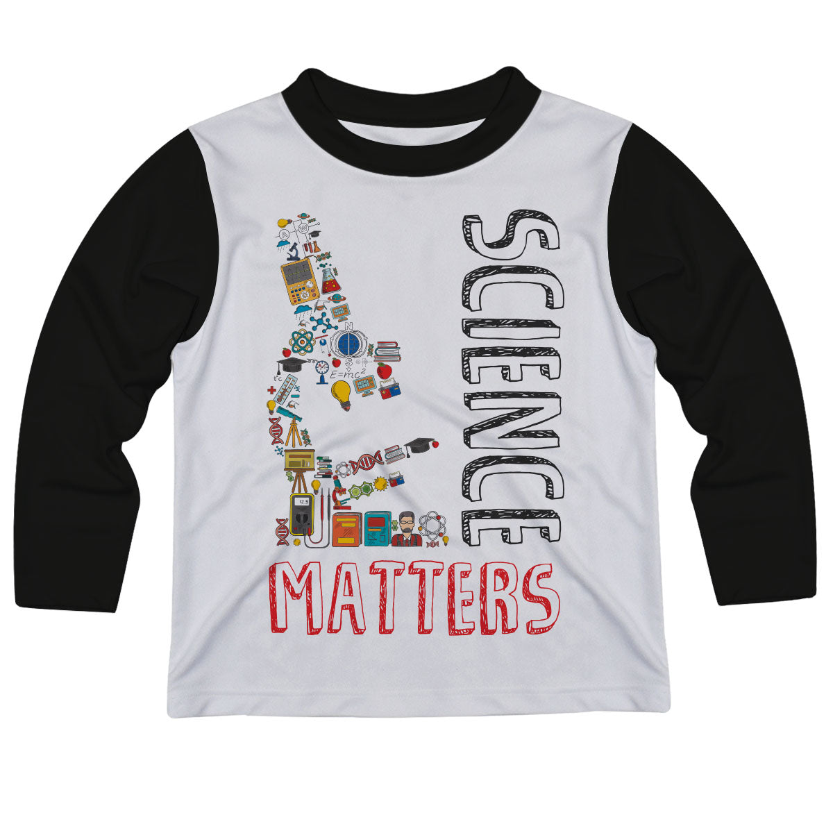 Science Matters White and Black Long Sleeve Tee Shirt