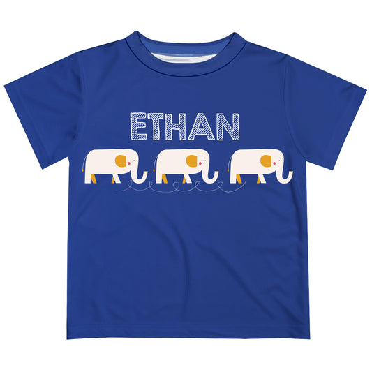 Name Elephants Royal Short Sleeve Boys Tee Shirt