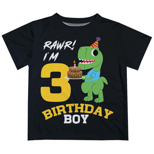 Rawr I Am Birthday Boy Personalized Your Age Black Short Sleeve Tee Shirt